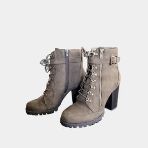 JustFab Olive Green Suede Booties.